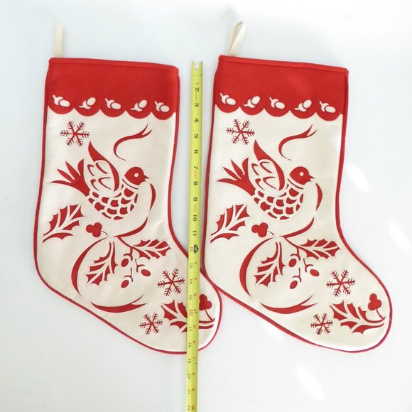NEW 18.25” FOLK ART OTOMI STYLE EMBROIDERED DOVE CHRISTMAS STOCKING SET OF 4 - Picture 3 of 14